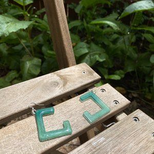 Green Resin Earrings